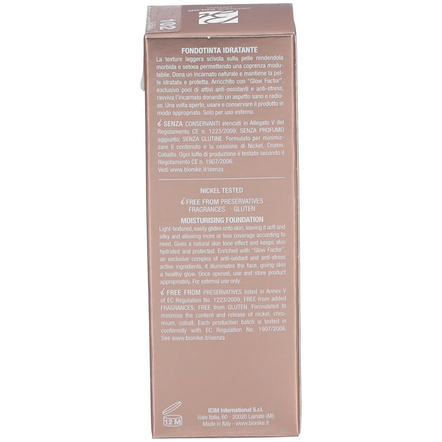 BioNike Defence Color Hydra feuchtigsspendende Foundation 102 Sand