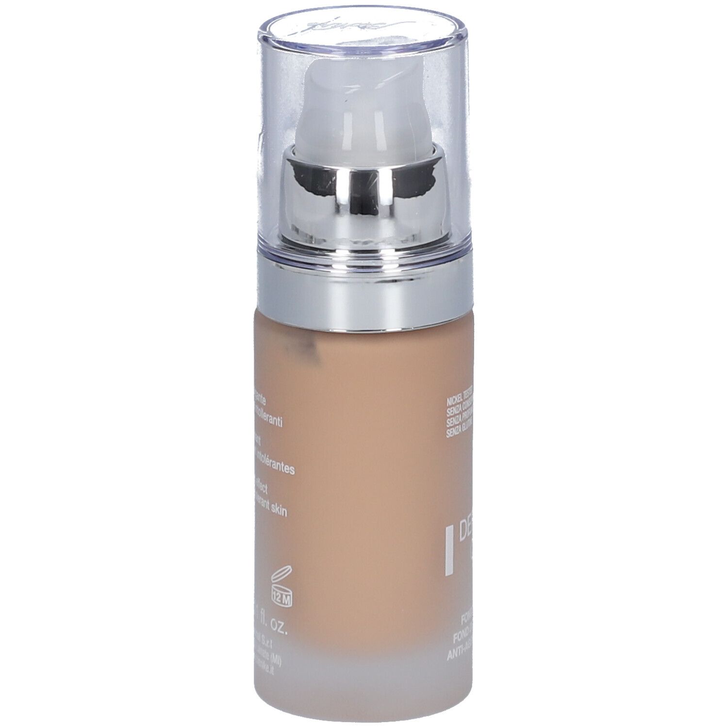 BioNike Defence Color Lifting Foundation. Beige Farbton. Flasche mit Pumpverschluss. Aufschrift: Defence Color Lifting, Anti-Ageing Foundation.