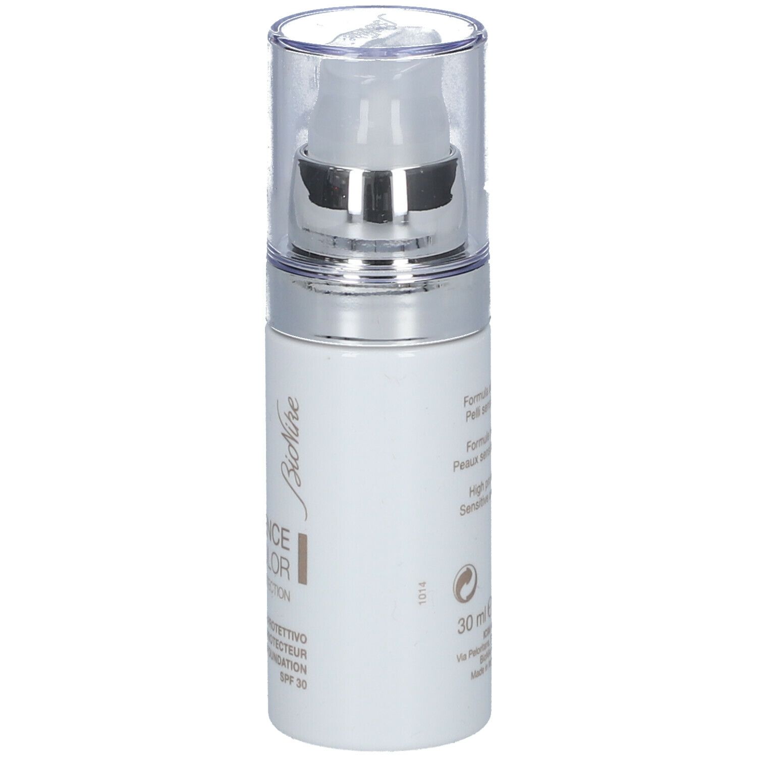 BioNike DEFENCE COLOR PRIMER. Weiße Flasche. Text: DEFENCE COLOR, High Protection, SPF 30, 30 ml.