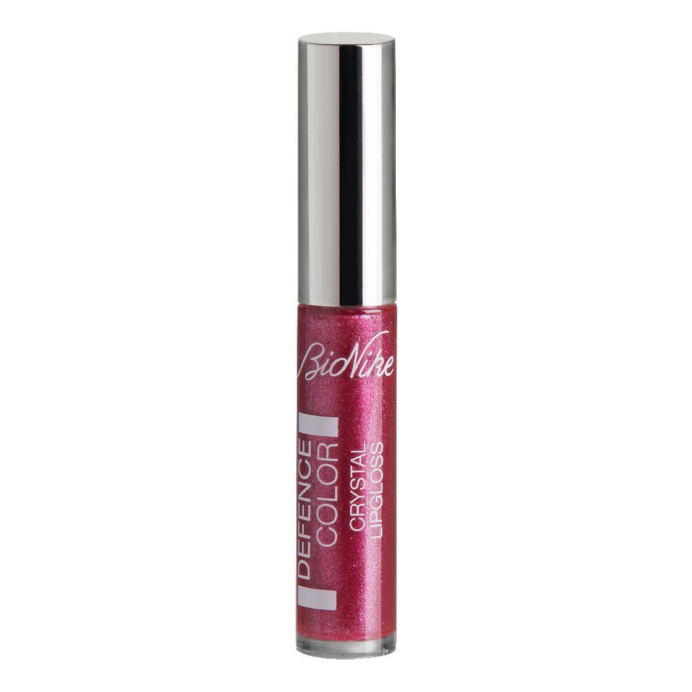 Lipgloss mit silbernem Deckel. Aufschrift: DEFENCE COLOR CRYSTAL LIPGLOSS. Farbe: Mure.