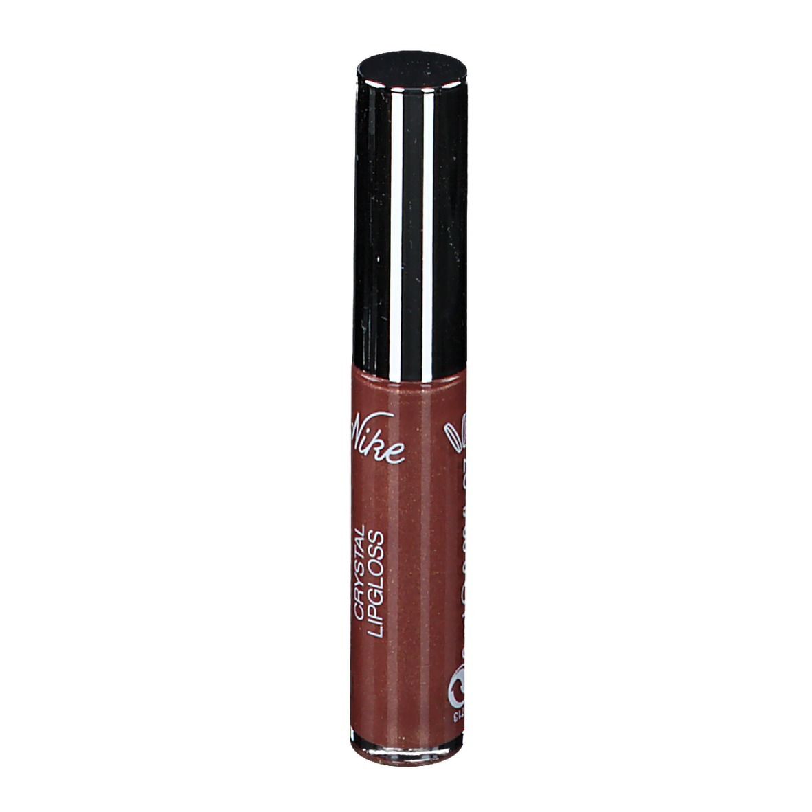 Gloss à lèvres brun avec bouchon argenté. Inscription: DEFENCE COLOR CRYSTAL LIPGLOSS.