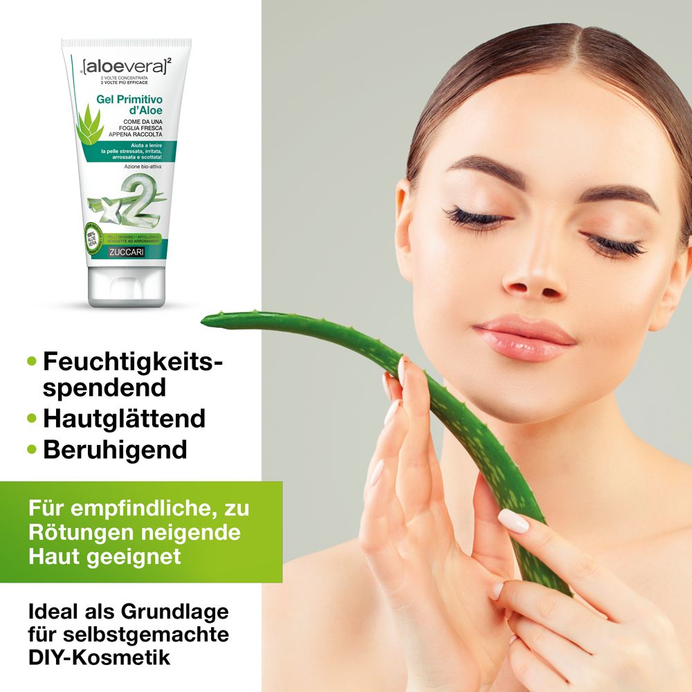 Tube mit erfrischendem Aloe Vera Gel, 2-fach konzentriert. ZUCCARI Marke.