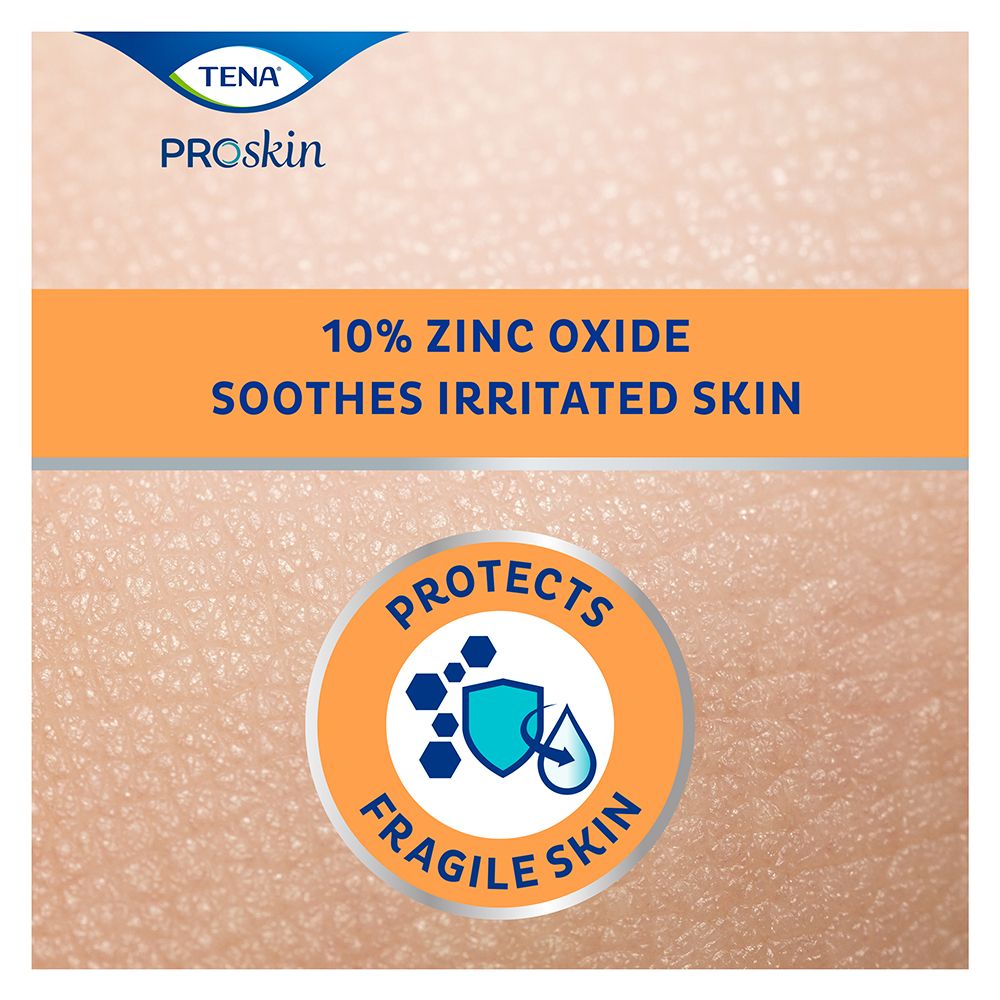 Texte sur la peau: 10% d'oxyde de zinc apaise la peau irritée. Protège la peau fragile. Illustration d'un bouclier.