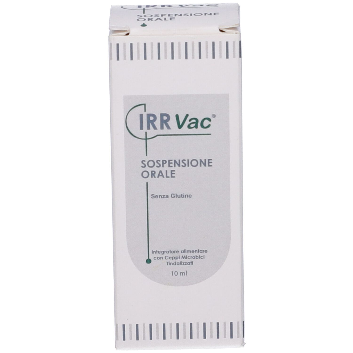 Emballage blanc avec inscription: IRR Vac, Sospensione Orale, Senza Glutine, 10 ml.