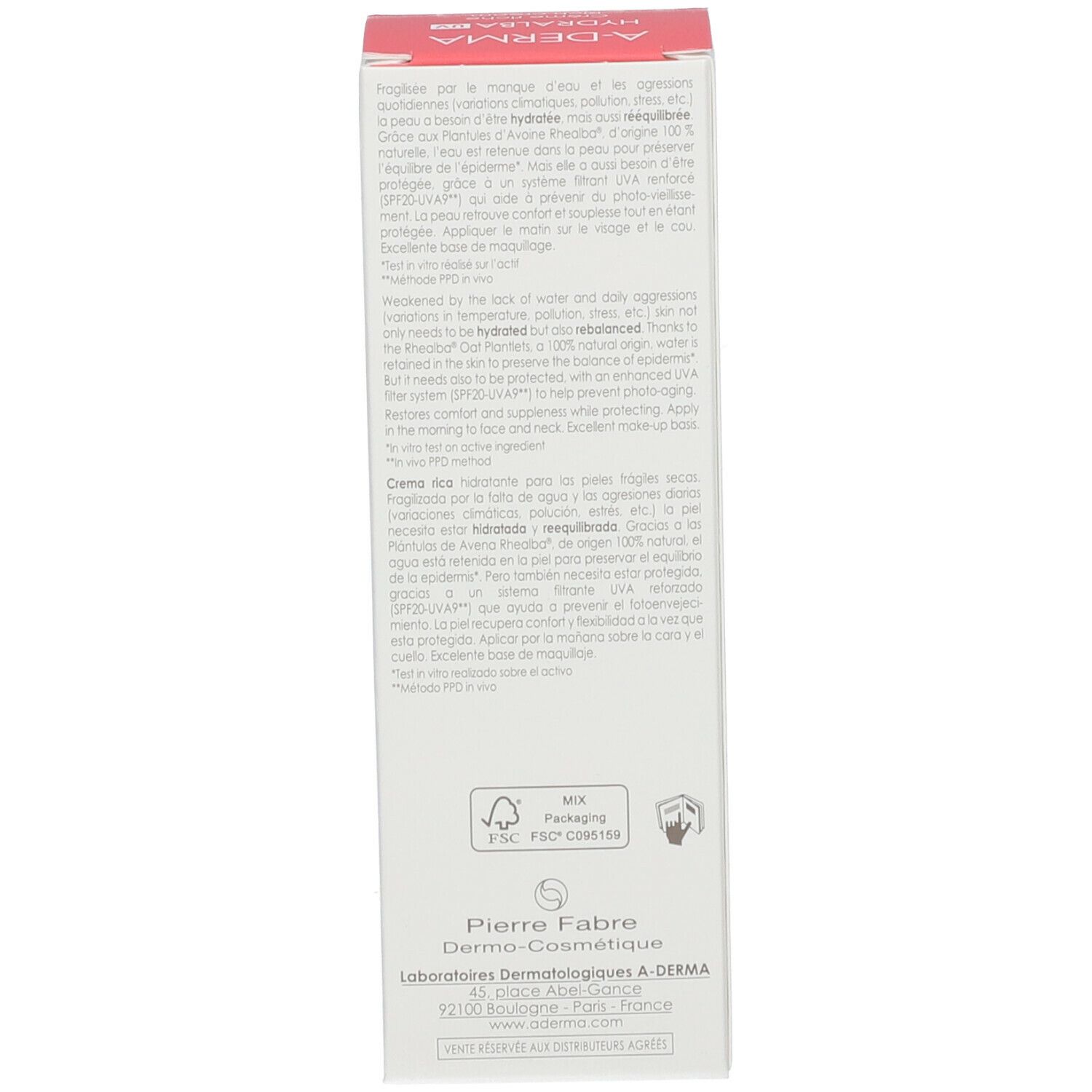 A-Derma Hydralba UV crème hydratante riche SPF 20