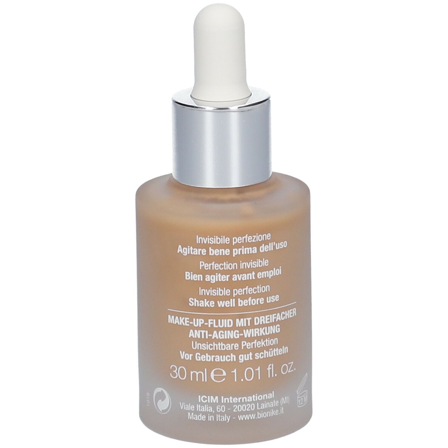 BioNike DEFENCE COLOR Nude Serum R3. Flasche mit Serum. Mit Pipette. Aufschrift: 30 ml, 1.01 fl. oz. Vor Gebrauch schütteln.