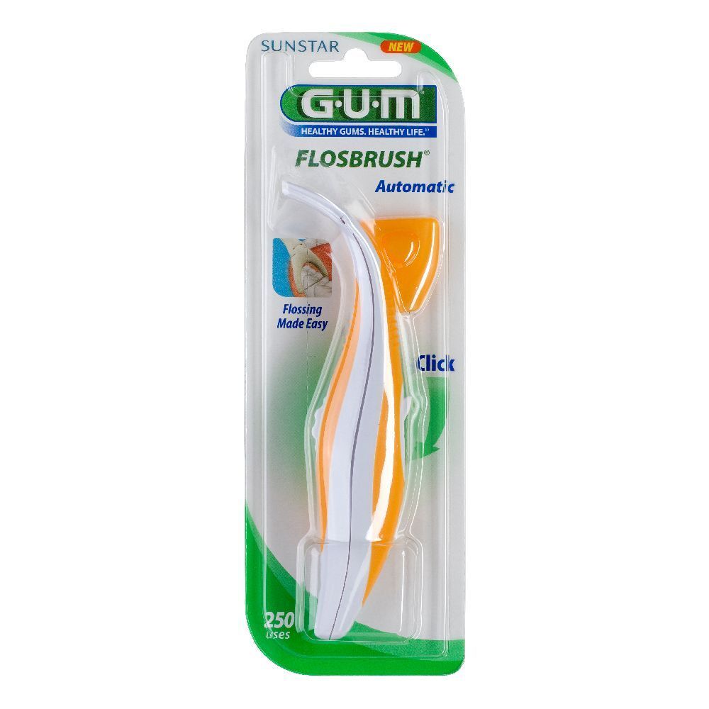 GUM® Flosbrush Automatic Halter mit 30m Zahnseide