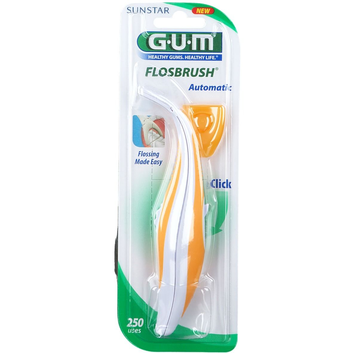 GUM® Flosbrush Automatic Halter mit 30m Zahnseide