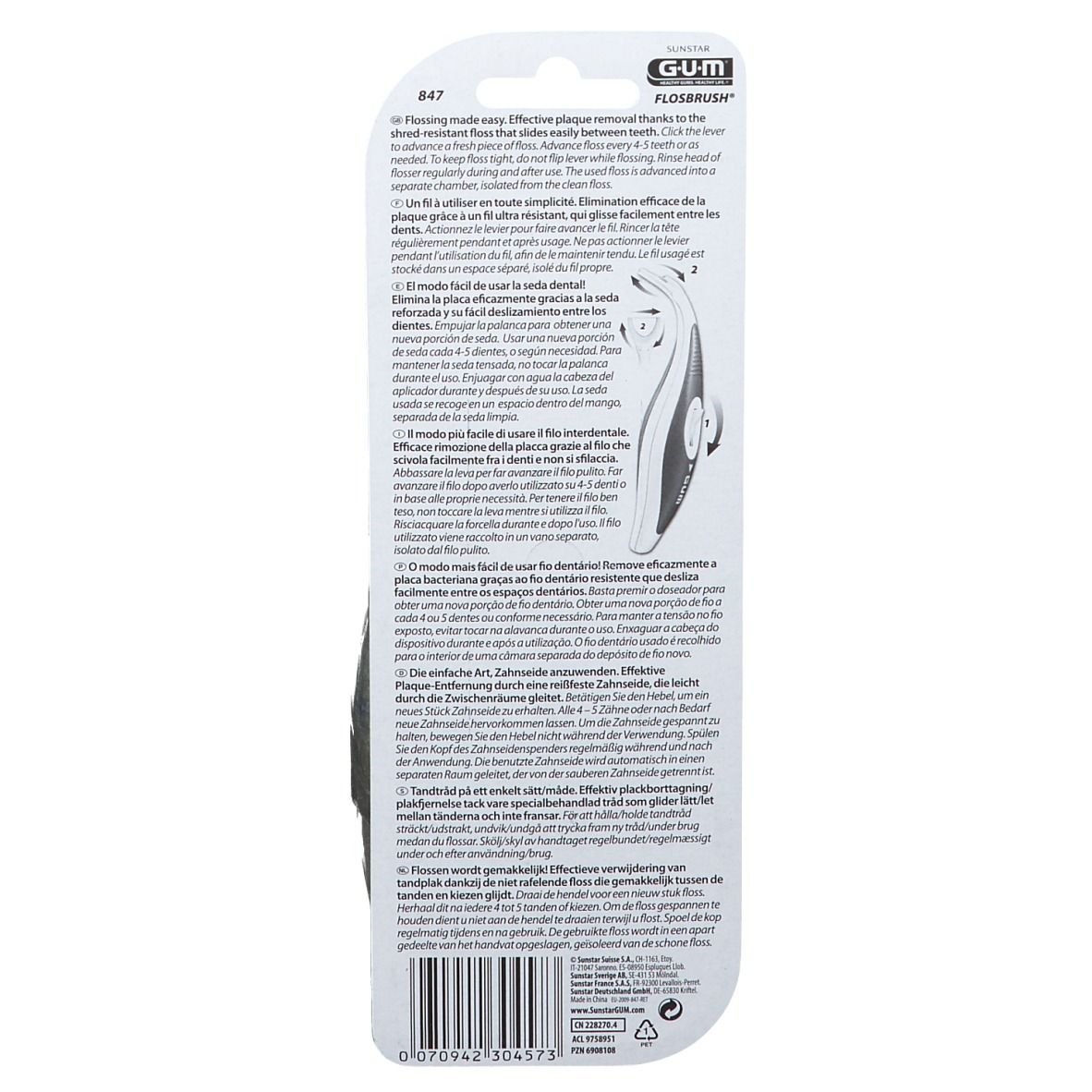 GUM® Flosbrush Automatic Halter mit 30m Zahnseide