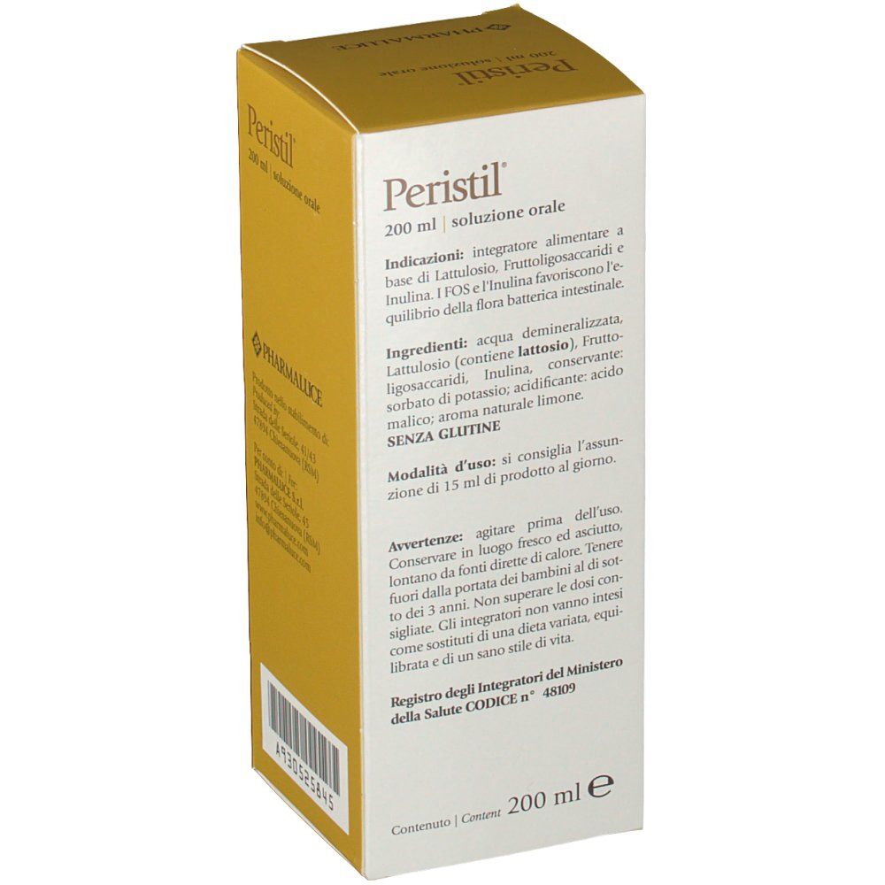 Peristil-Verpackung mit Inhaltsangaben und Gebrauchsanweisung in italienischer Sprache.