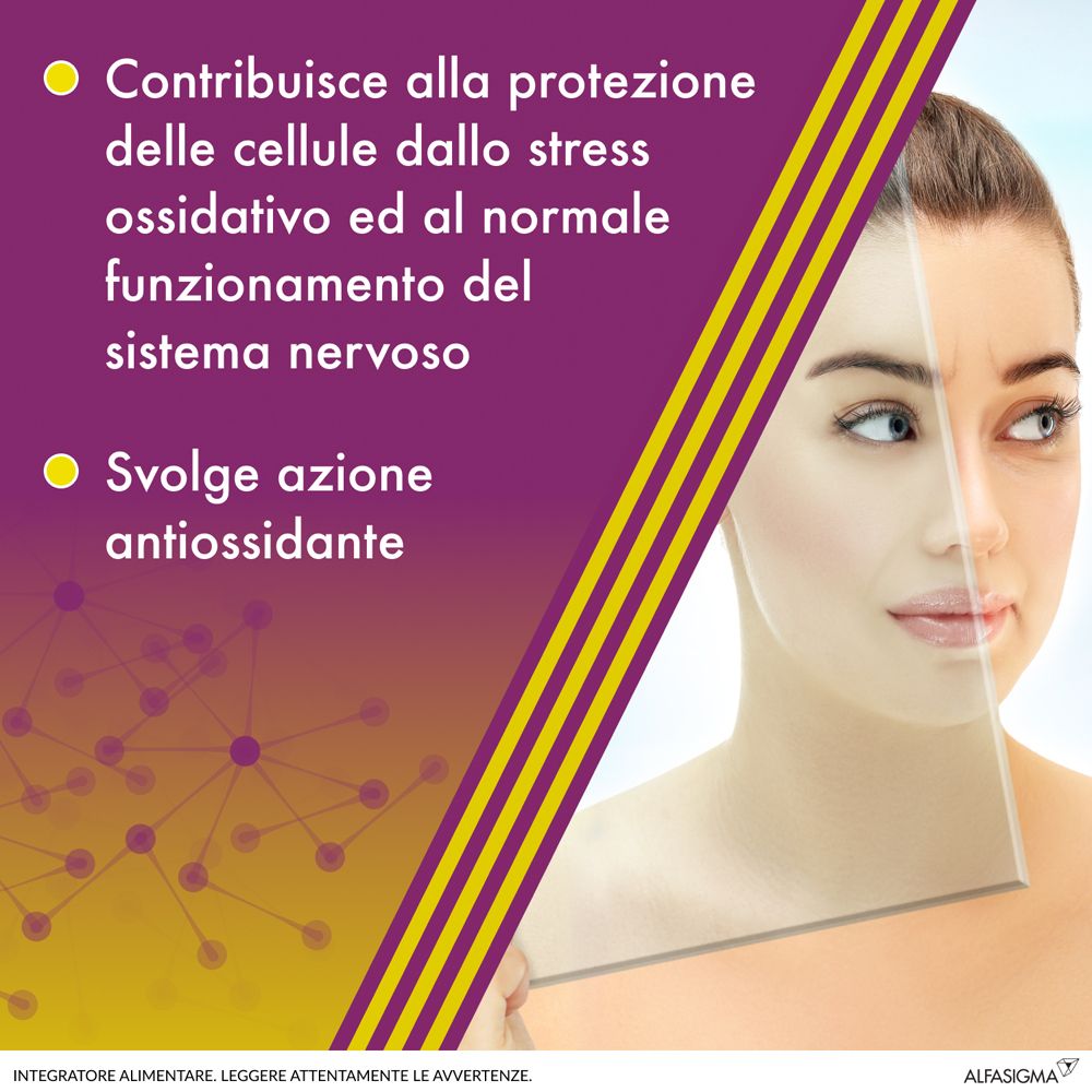 Graphique avec femme et texte. Informations ALAnerv ON. Action antioxydante, protection contre le stress oxydatif.