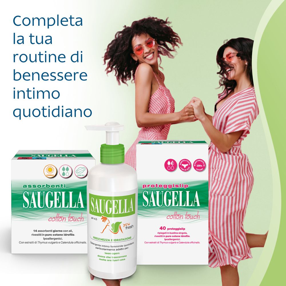 Deux femmes avec produits. Texte : Complétez votre routine de bien-être intime quotidien. Produits.