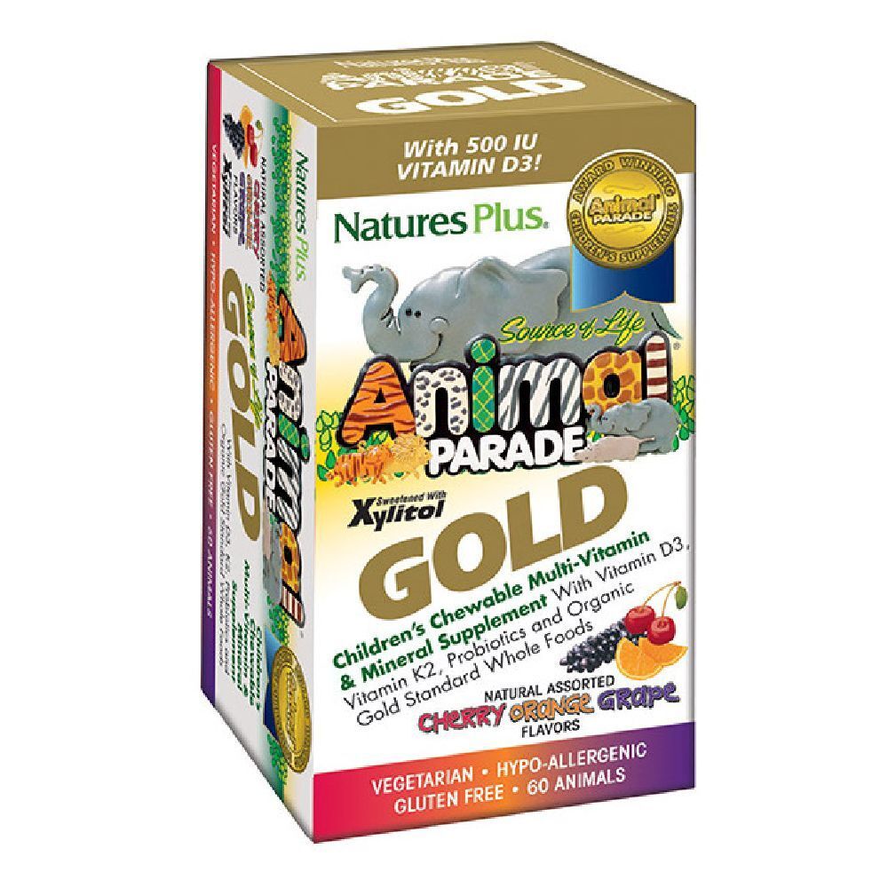 Boîte Animal Parade Gold. Complément multivitaminé et minéral pour enfants. 60 animaux. Saveurs assorties.