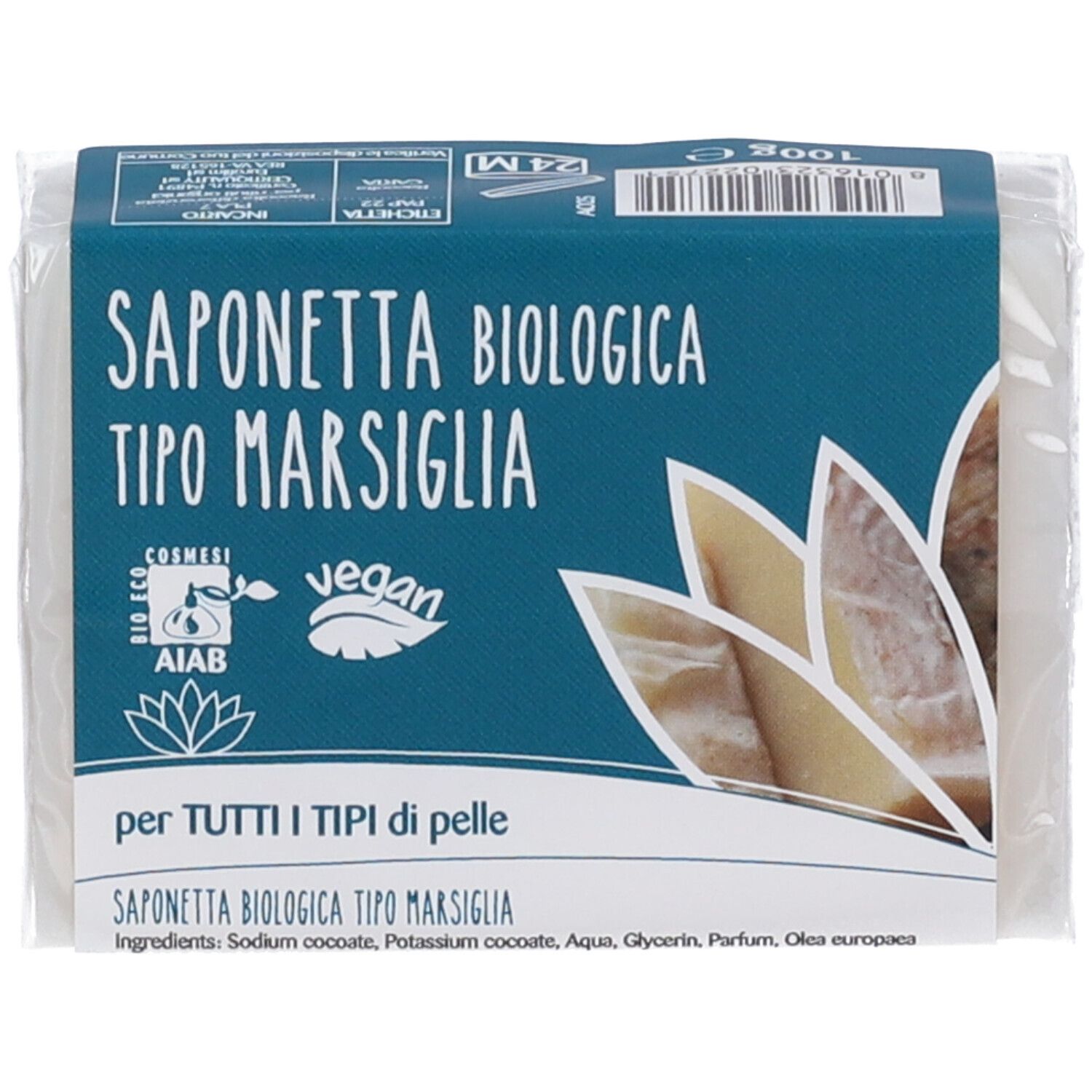 Verpackung einer biologischen Marseiller Seife.