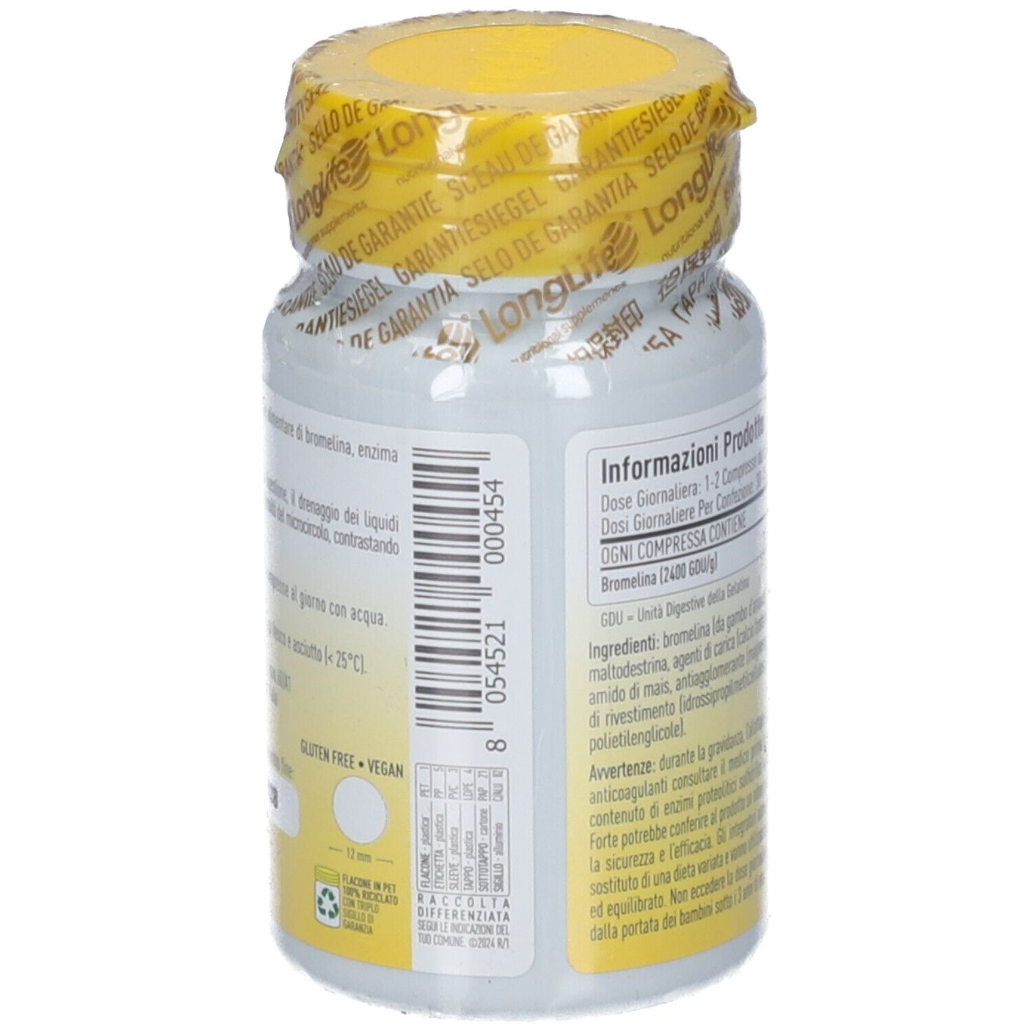 Longlife Bromelain Kapseln, 600 GDU, 100 Stück.