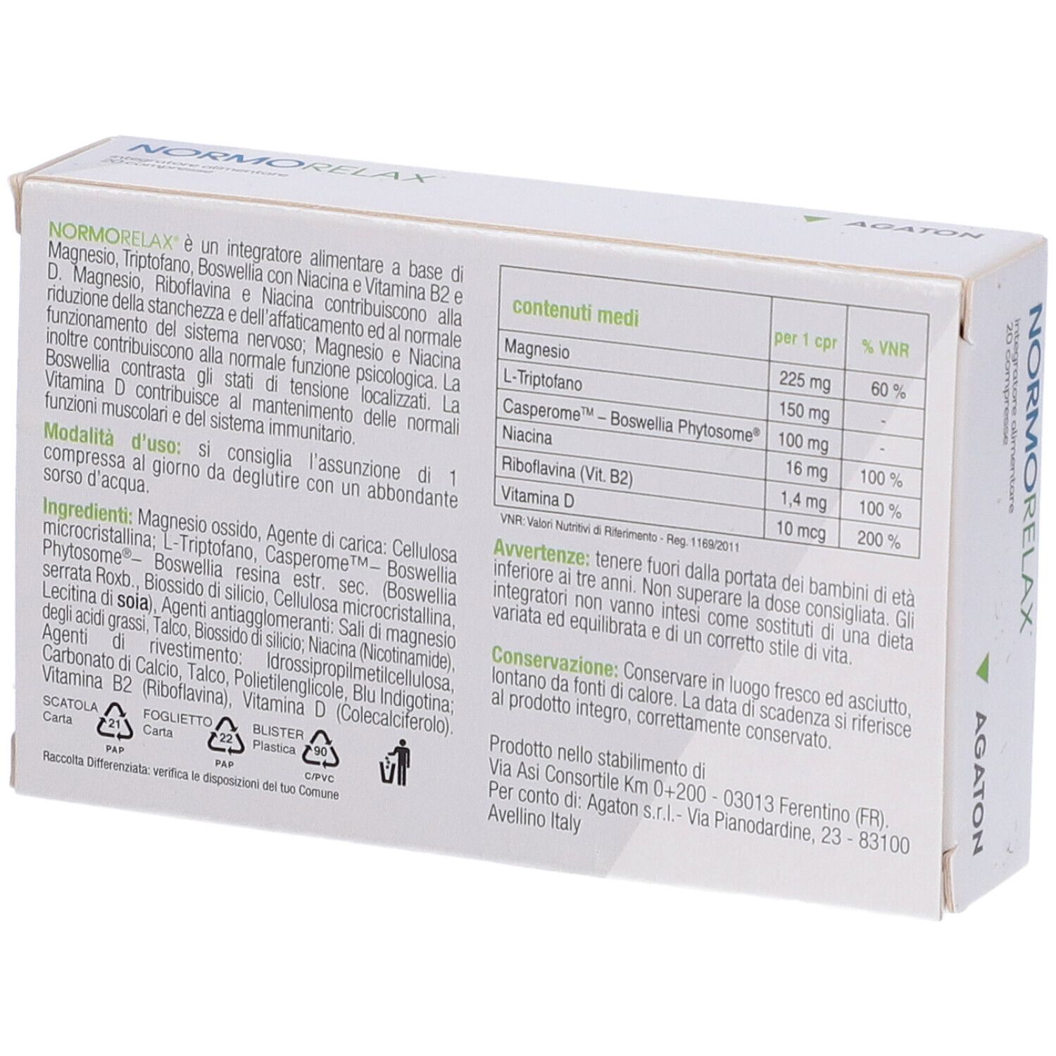 Weiße Schachtel mit Text. Enthält Informationen zu Inhaltsstoffen und Nährwerten. Glutenfrei-Siegel.