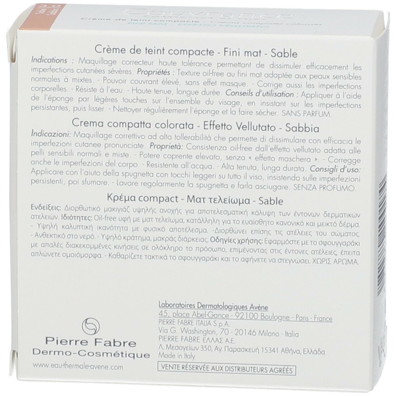 Avène Crèmes de teint compactes fini mat n°3 sable