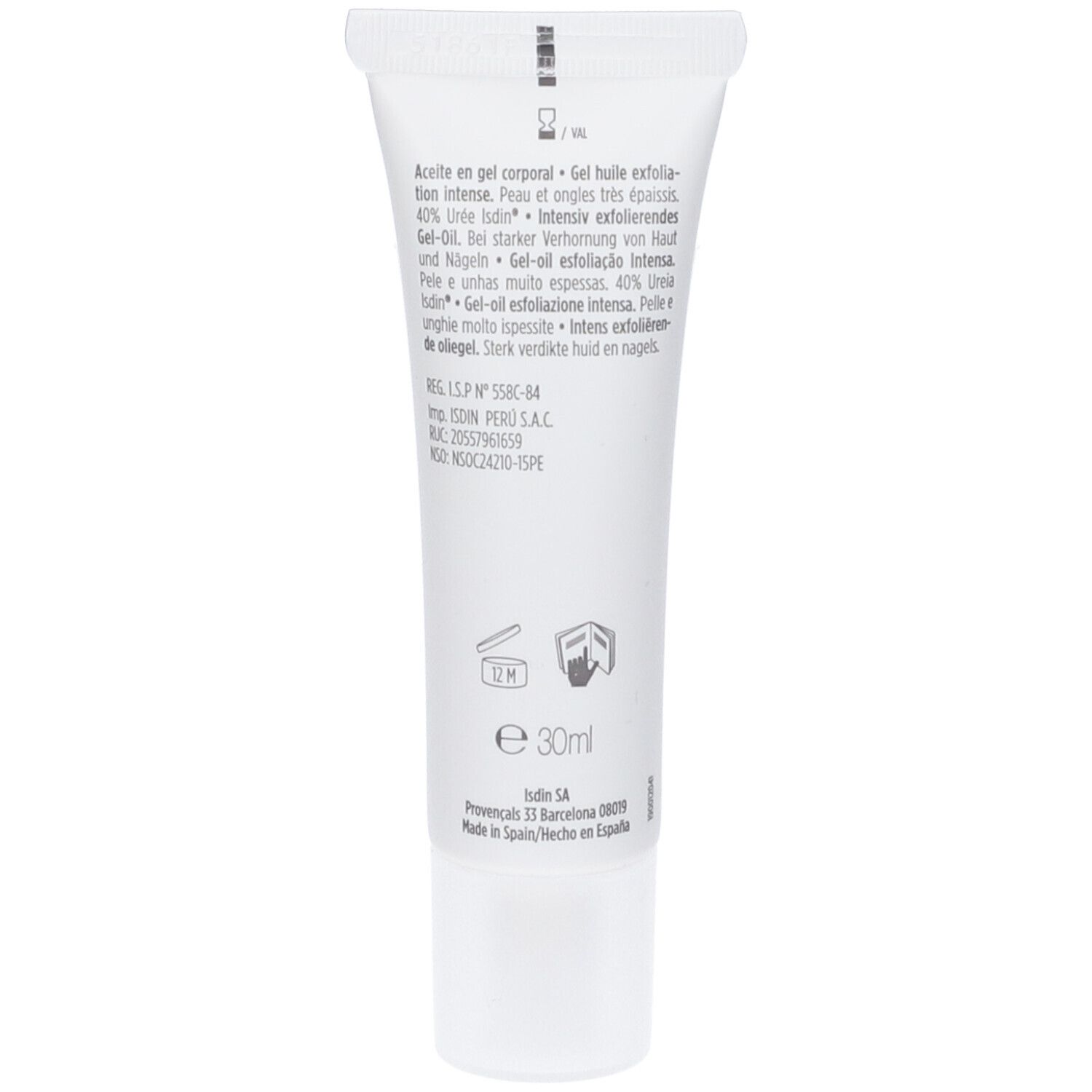 Emballage et tube côte à côte. Emballage avec nom du produit et logo. Tube avec bouchon.