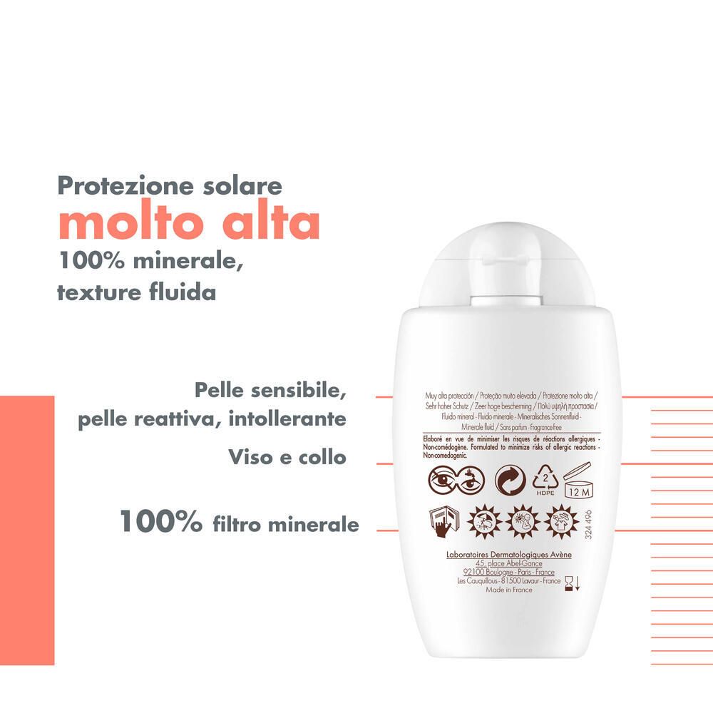 Rückseite der Sonnenfluid-Flasche. Text in mehreren Sprachen. Symbole für Hautverträglichkeit und Haltbarkeit.