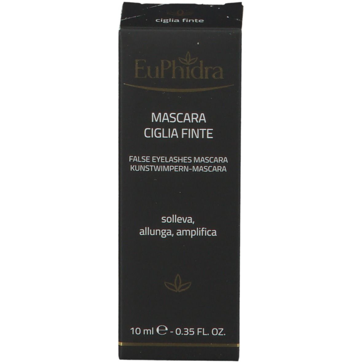 Emballage avec texte: EuPhidra, Mascara Ciglia Finte, 10 ml.