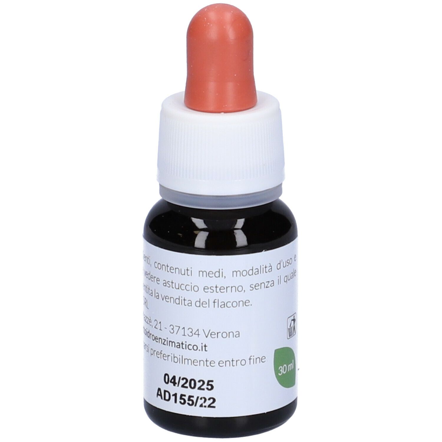 Braune Glasflasche mit Tropfer. Aufschrift: EIE Salvia, Salbei-Extrakt, NO-ALCOOL. Roter Tropfer. 30 ml. Haltbarkeit.