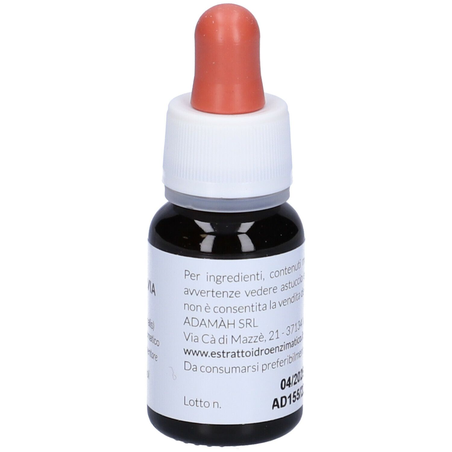 Braune Glasflasche mit Tropfer. Aufschrift: EIE Salvia, Salbei-Extrakt, NO-ALCOOL. Roter Tropfer. 30 ml. Adresse.