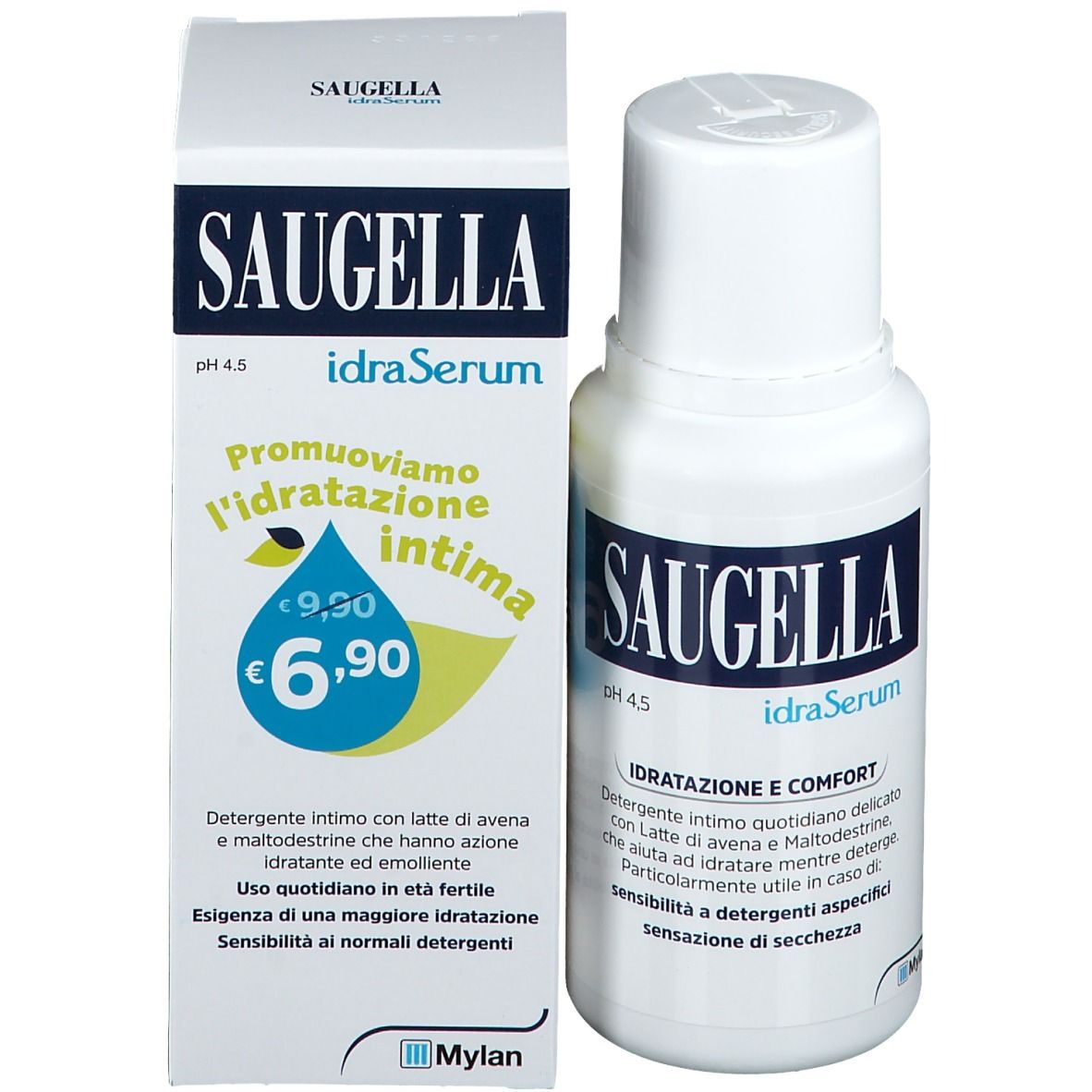 Produkt SAUGELLA idraSerum mit Verpackung. Flasche und Schachtel. Preis: 6,90€.