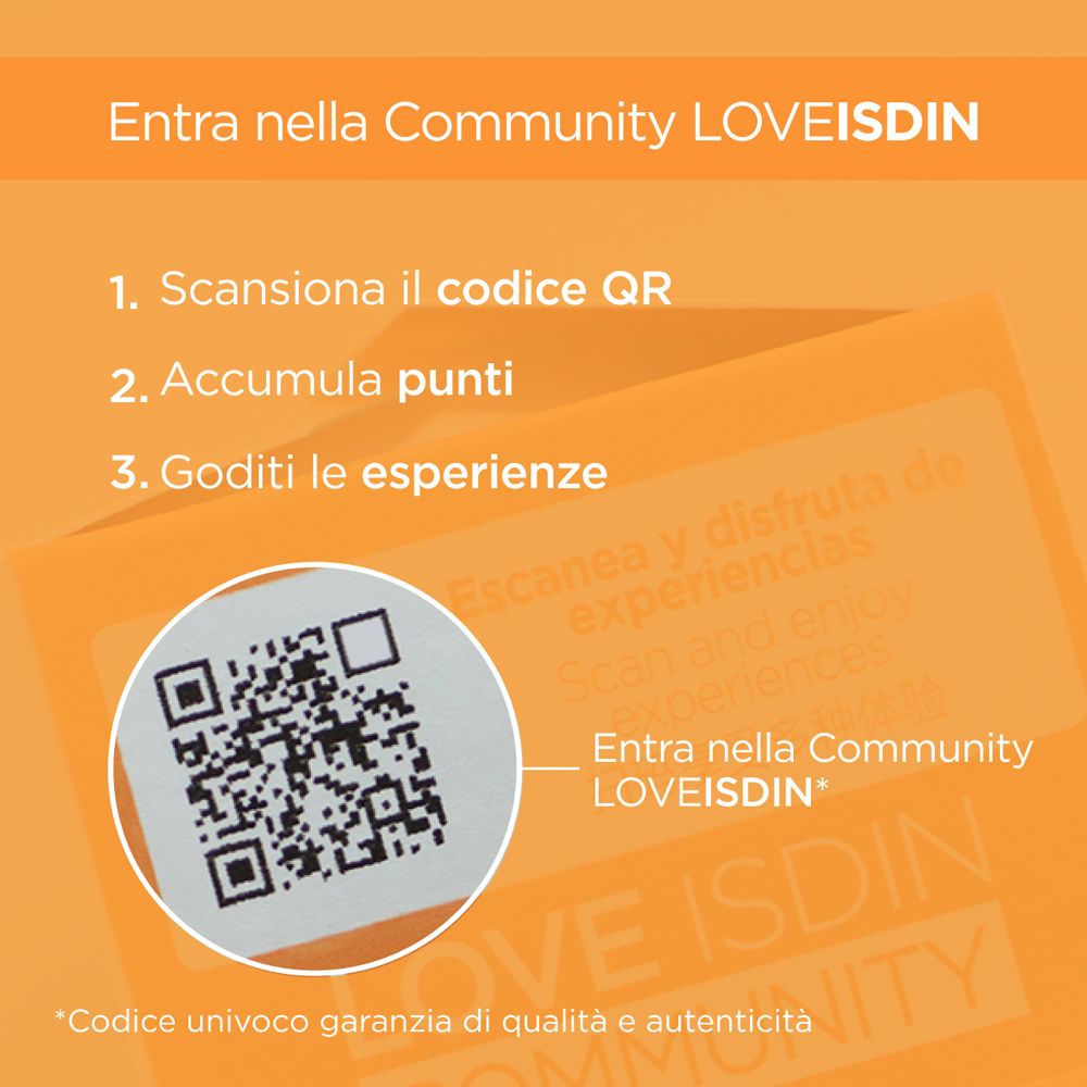 Graphique avec code QR. Texte : « Rejoignez la communauté LOVEISDIN ». Instructions : « Scannez le code QR », « Accumulez des points ».