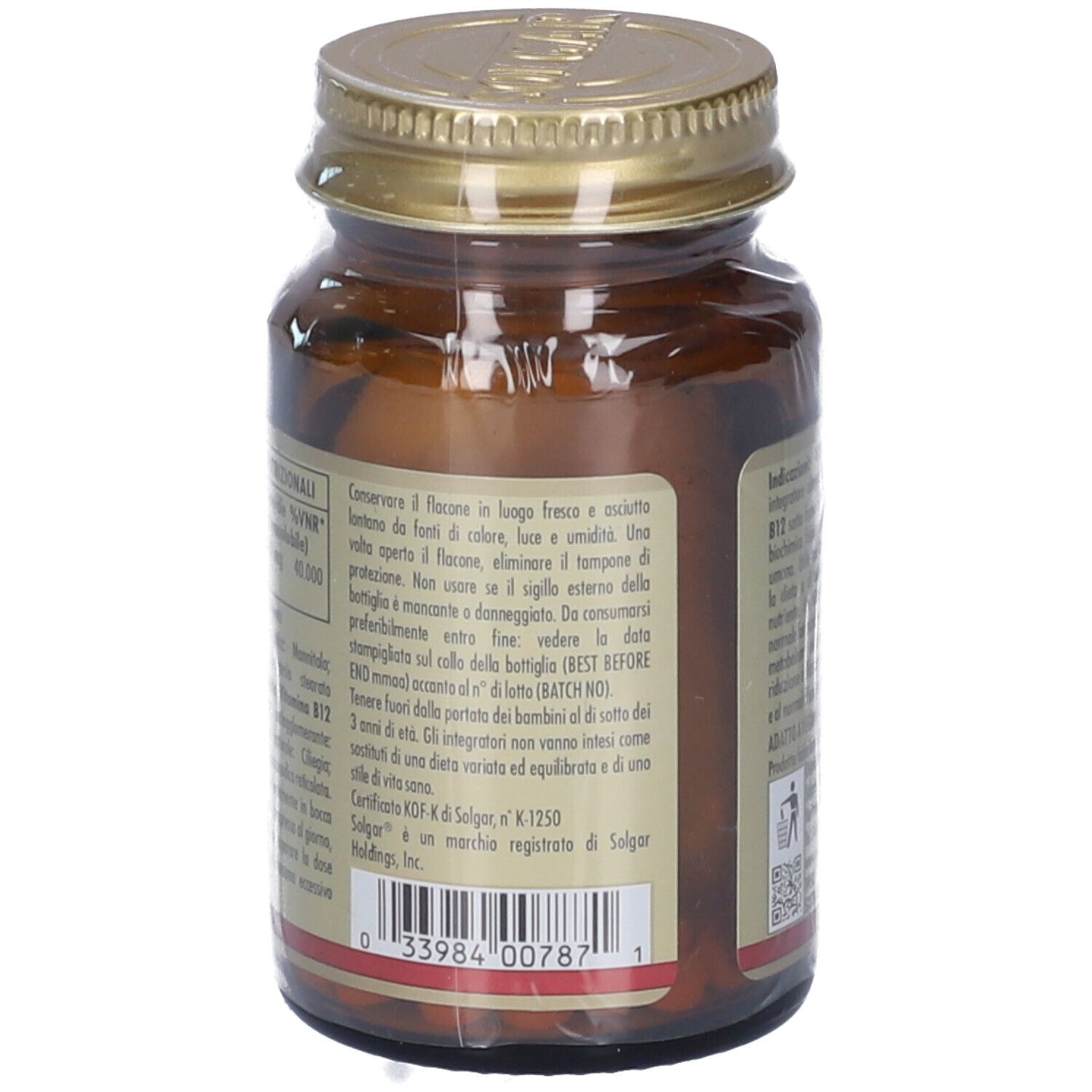 Dos du flacon. Étiquette avec informations produit, dont "VITA META B12" et date de péremption.