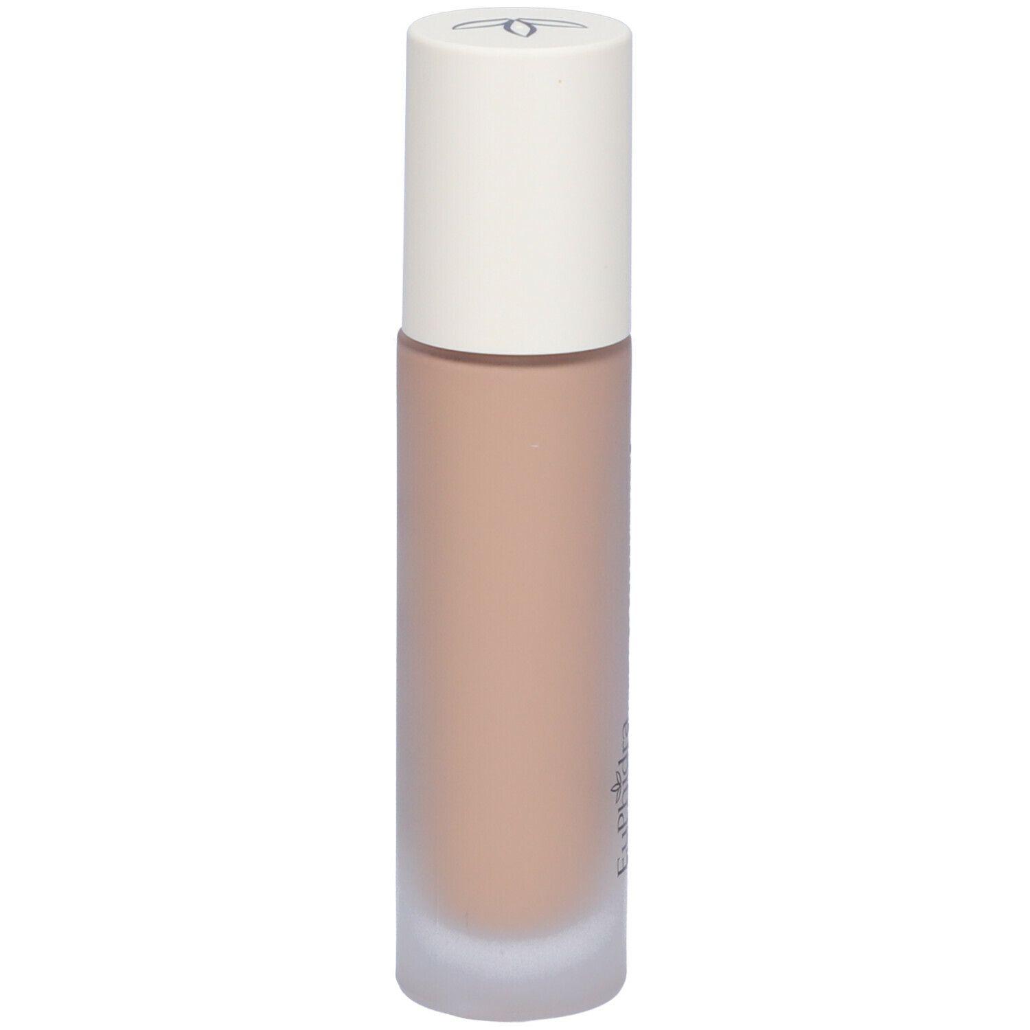 Beige Foundation-Flüssigkeit in Glasflasche mit weißem Deckel. Aufschrift: Euphidra, Fondotinta Fluido Lift Perf.