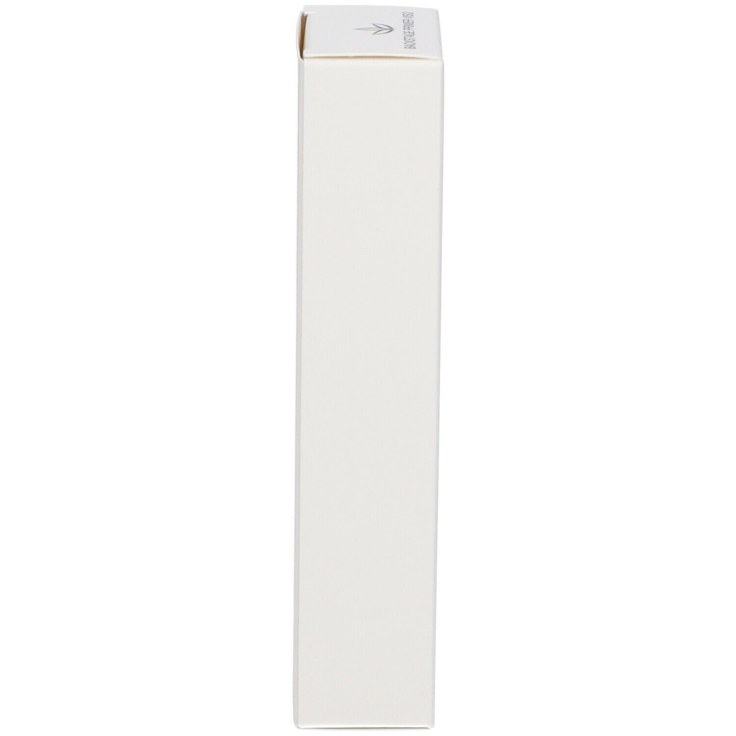 Emballage produit blanc et étroit. Symbole de flèche sur le dessus.