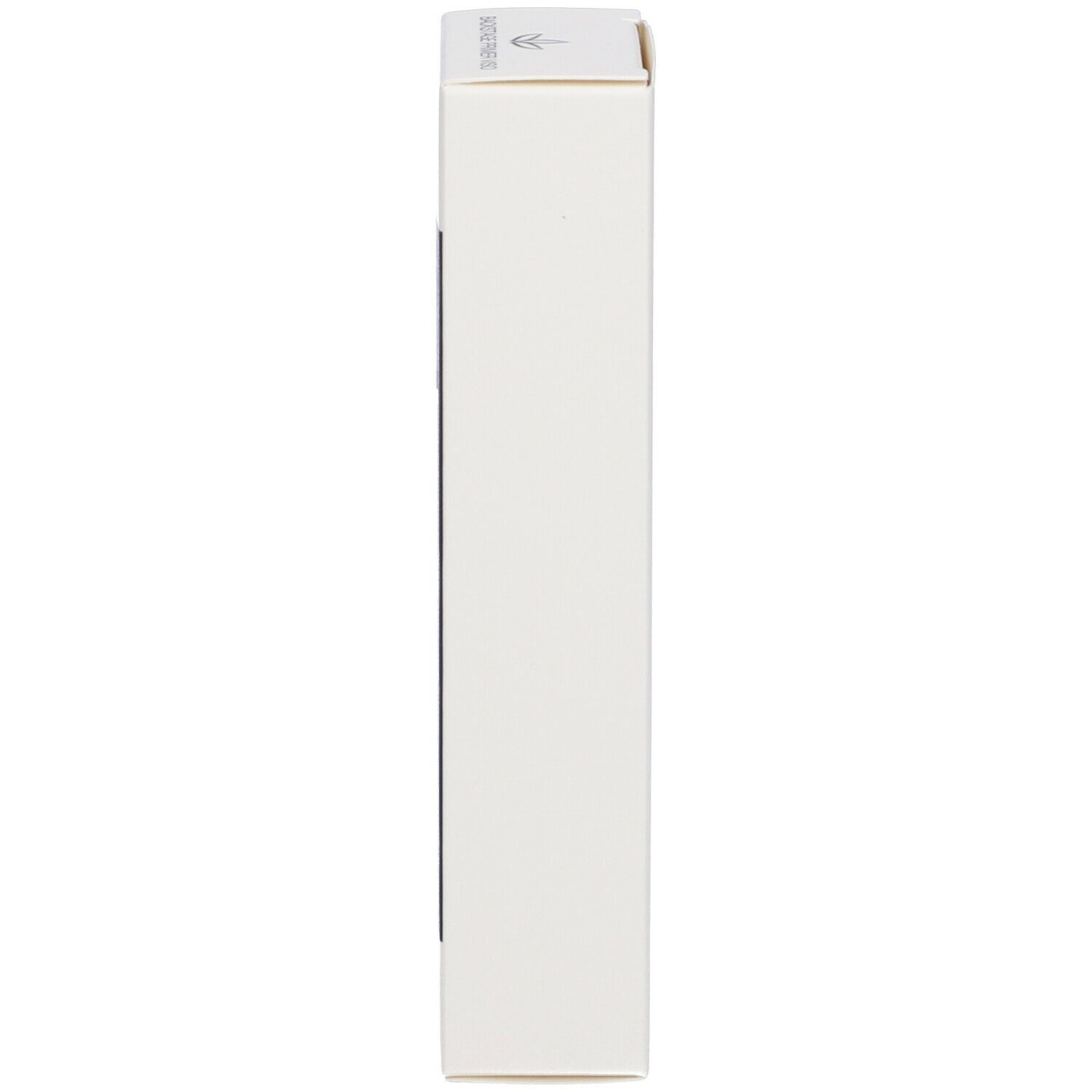 Emballage produit blanc et étroit. Symbole de flèche sur le dessus.