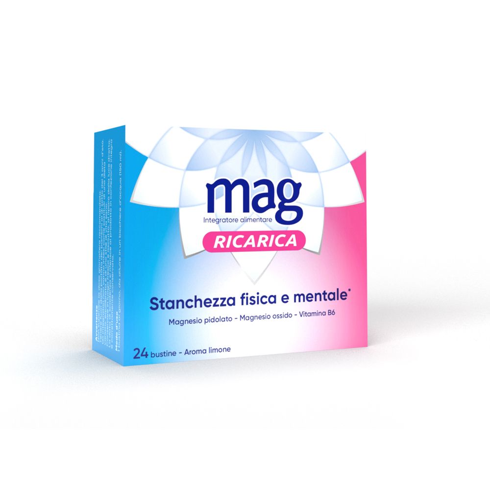 Mag Recharge avec pidolate de magnésium, oxyde de magnésium, vitamine B6 contre la fatigue mentale et physique