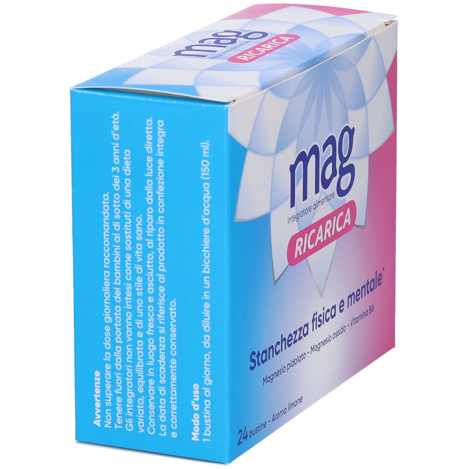 Mag Recharge avec pidolate de magnésium, oxyde de magnésium, vitamine B6 contre la fatigue mentale et physique