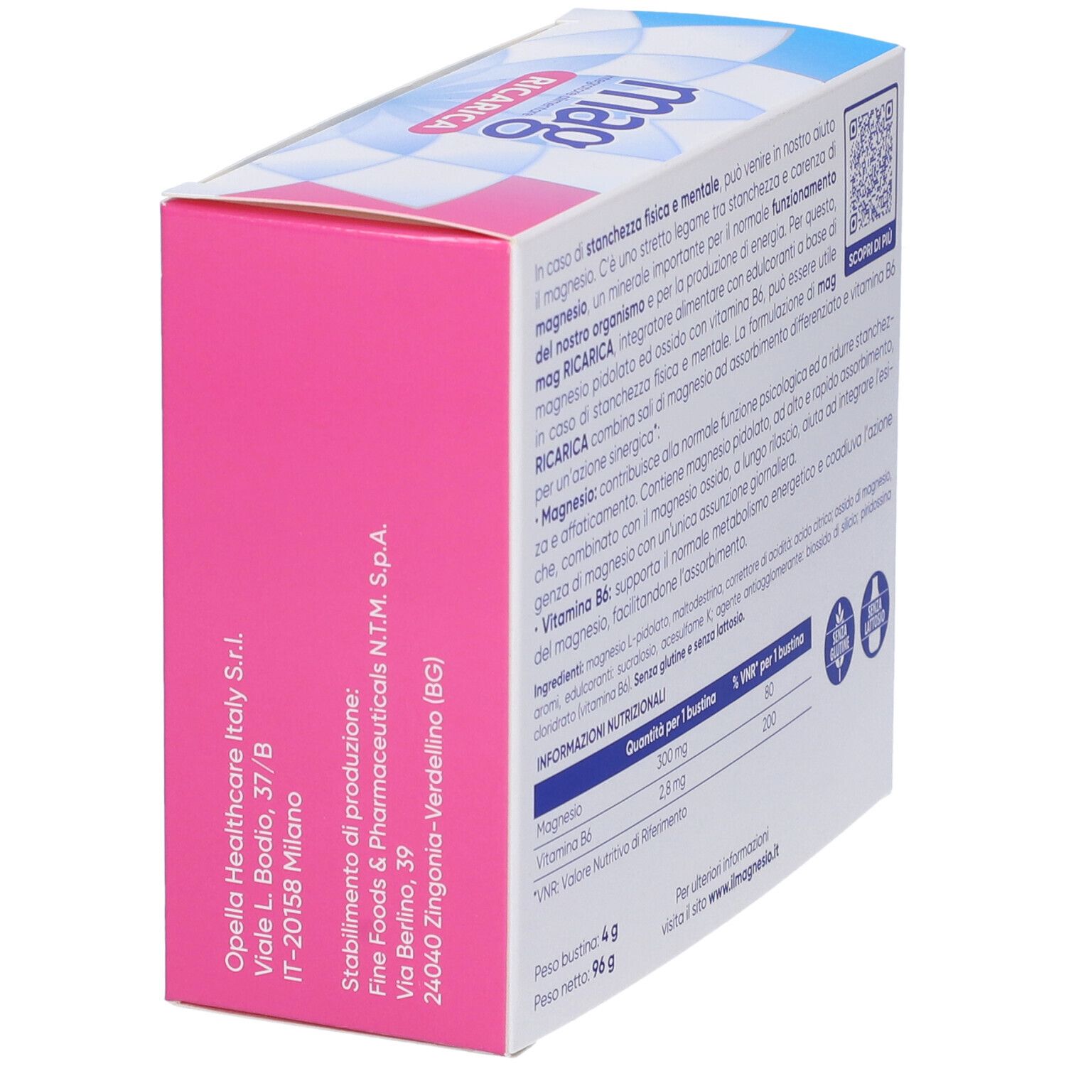 Mag Recharge avec pidolate de magnésium, oxyde de magnésium, vitamine B6 contre la fatigue mentale et physique