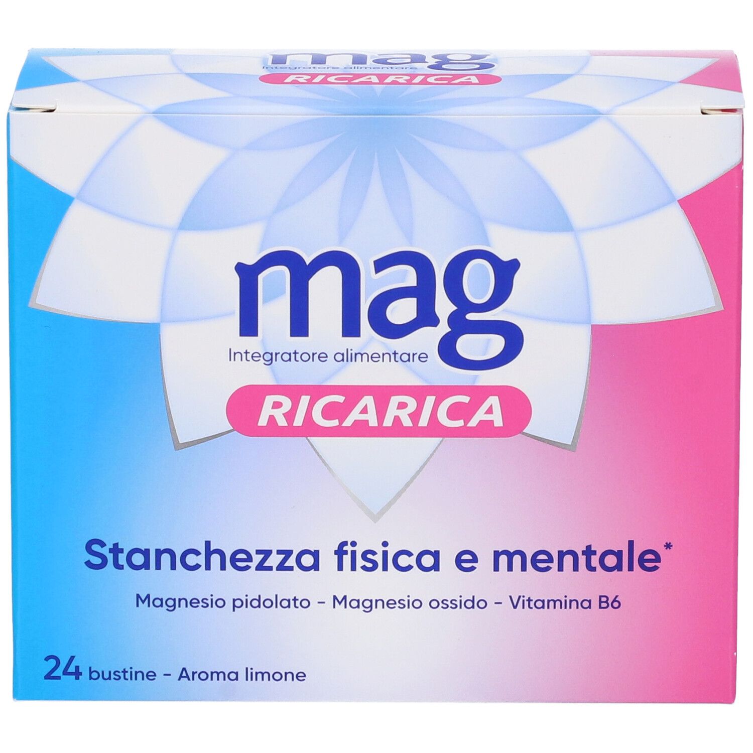 Mag Recharge avec pidolate de magnésium, oxyde de magnésium, vitamine B6 contre la fatigue mentale et physique