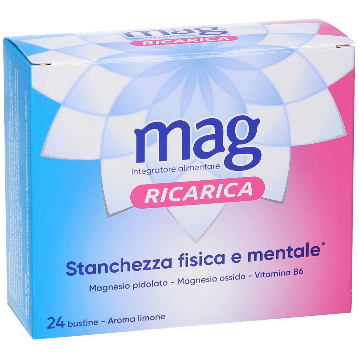 Mag Recharge avec pidolate de magnésium, oxyde de magnésium, vitamine B6 contre la fatigue mentale et physique