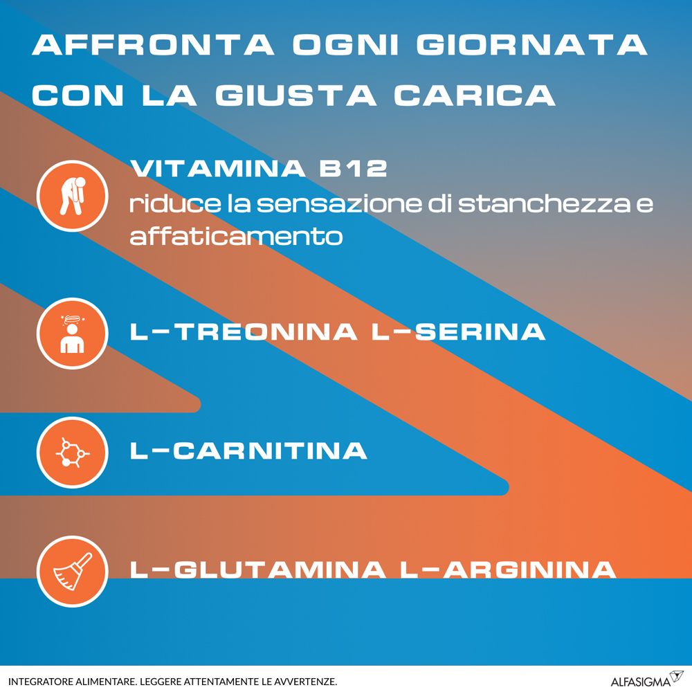 Graphique avec texte et symboles. Texte : Vitamine B12, L-thréonine L-sérine, L-carnitine, L-glutamine L-arginine.