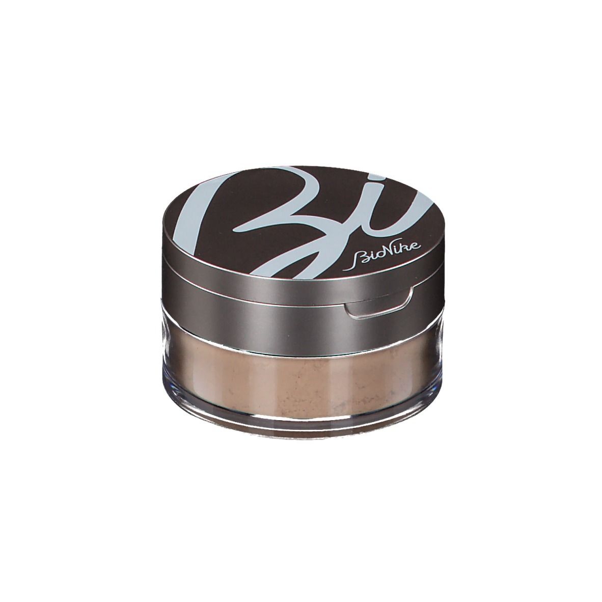 BioNike Voile Touch Puder in Dose. Deckel mit Logo. Dose mit Puder. Braune Farbe.