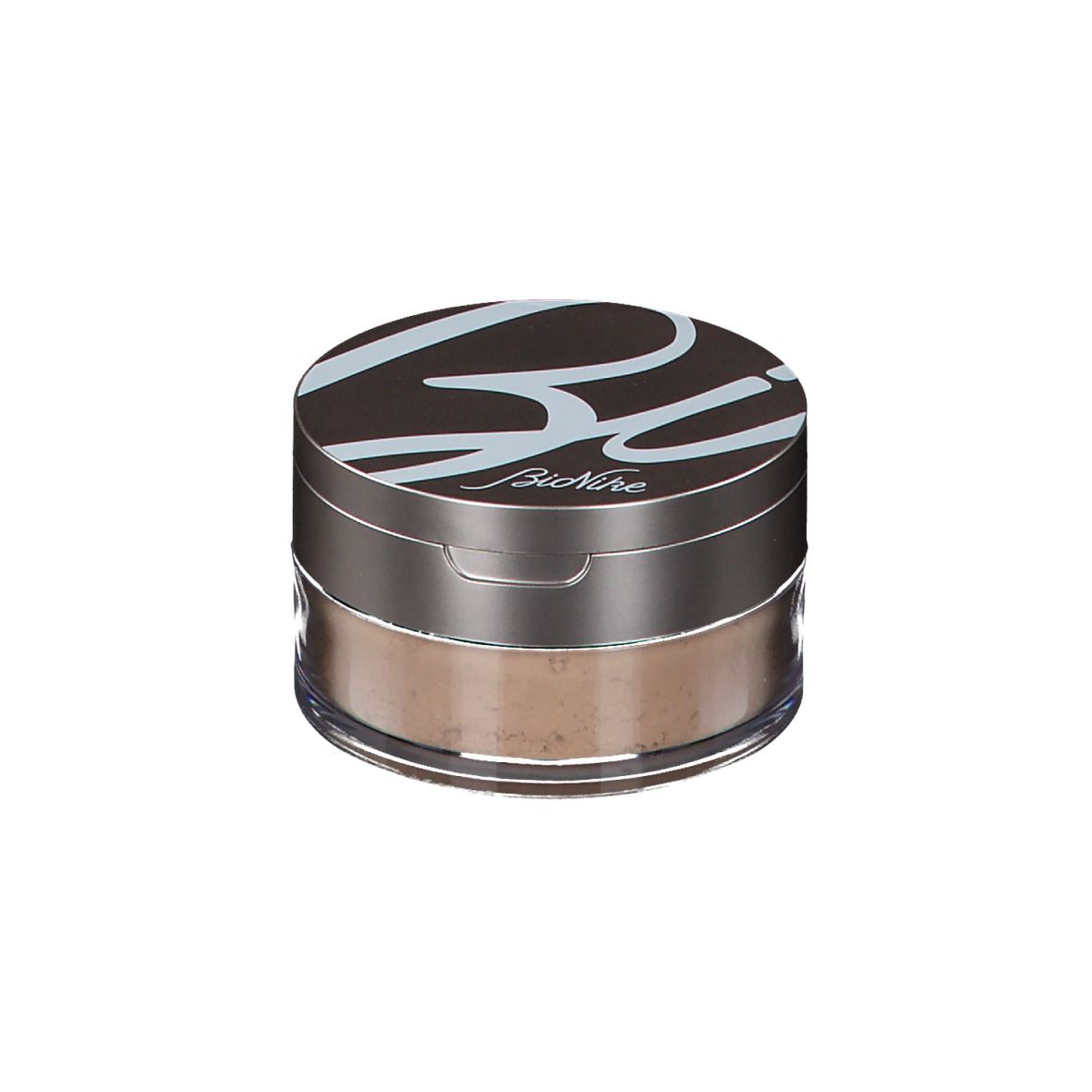 BioNike Voile Touch Puder in Dose. Deckel mit Logo. Dose mit Puder. Braune Farbe.