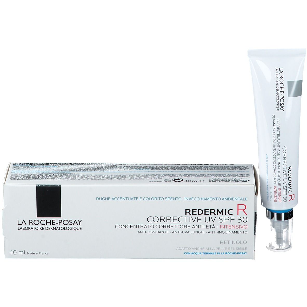 Produit et emballage Redermic R UV SPF 30. La Roche-Posay. Tube et boîte.