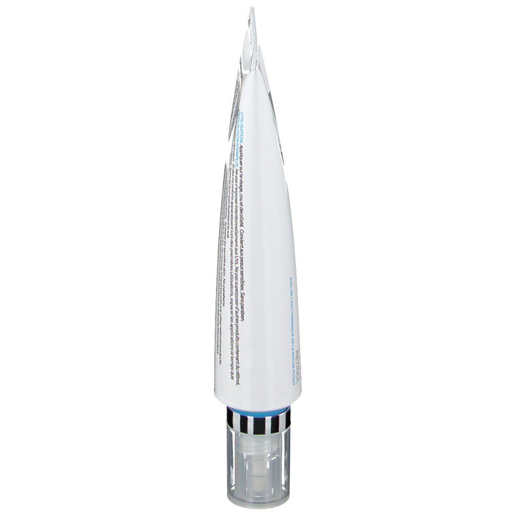 Tube Redermic R UV SPF 30, La Roche-Posay. Vue latérale. Tube blanc avec texte.