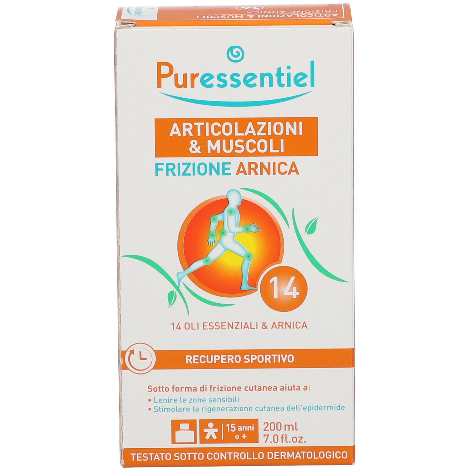 Puressentiel Gelenke & Muskeln Arnika-Kupplung. Verpackung. 14 Öle und Arnika. 200ml.