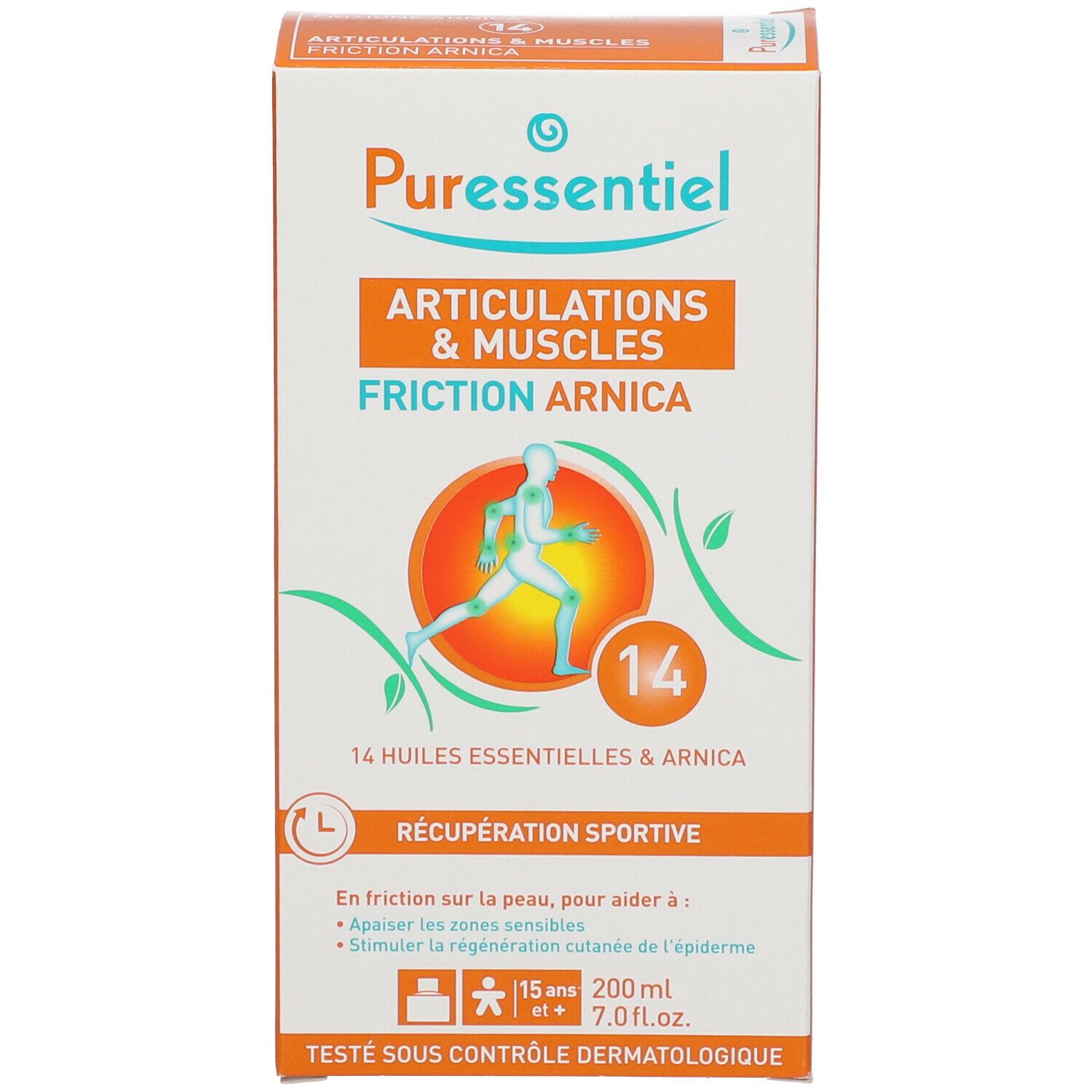 Puressentiel Gelenke & Muskeln Arnika-Kupplung. Verpackung. 14 Öle und Arnika. 200ml.
