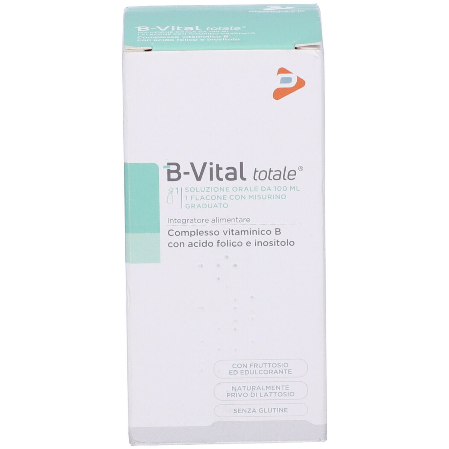 Boîte blanche et verte. Inscription : B-Vital totale. Contient de la vitamine B, de l'acide folique et de l'inositol.