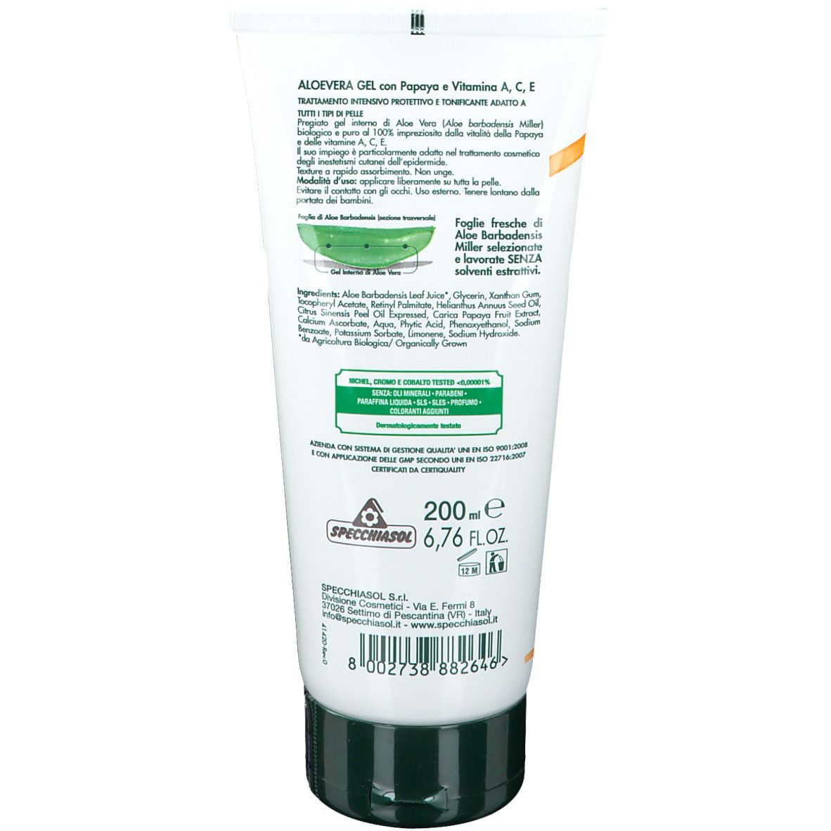 MIRRORSOL Aloe Vera Gel Eco-Bio Papaya und Vitamin A, C, E