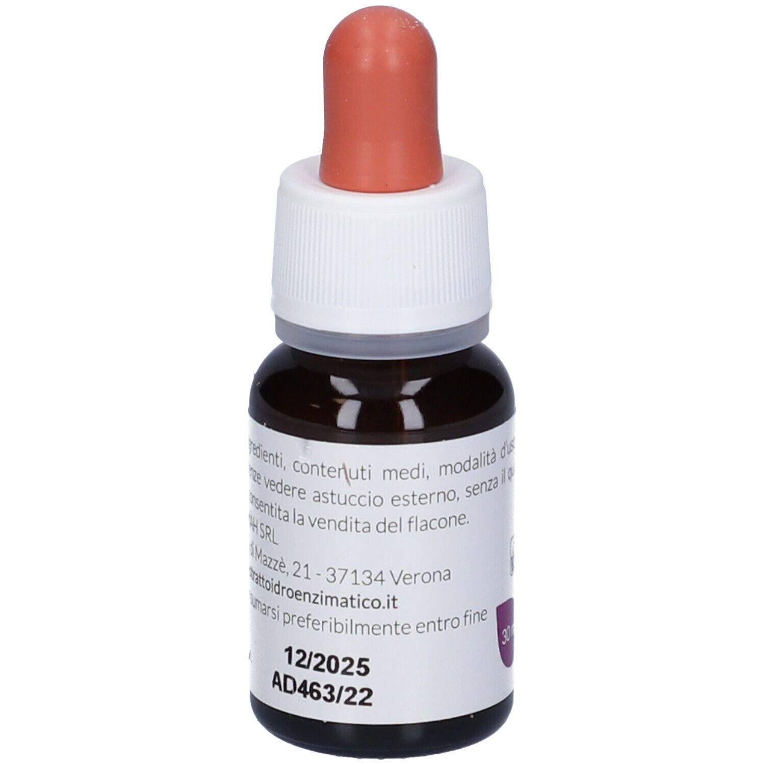 Braune Glasflasche mit Tropfer. Aufschrift: EIEGEM, 30 ml. Roter Gummiaufsatz. Verfallsdatum 12/2025.