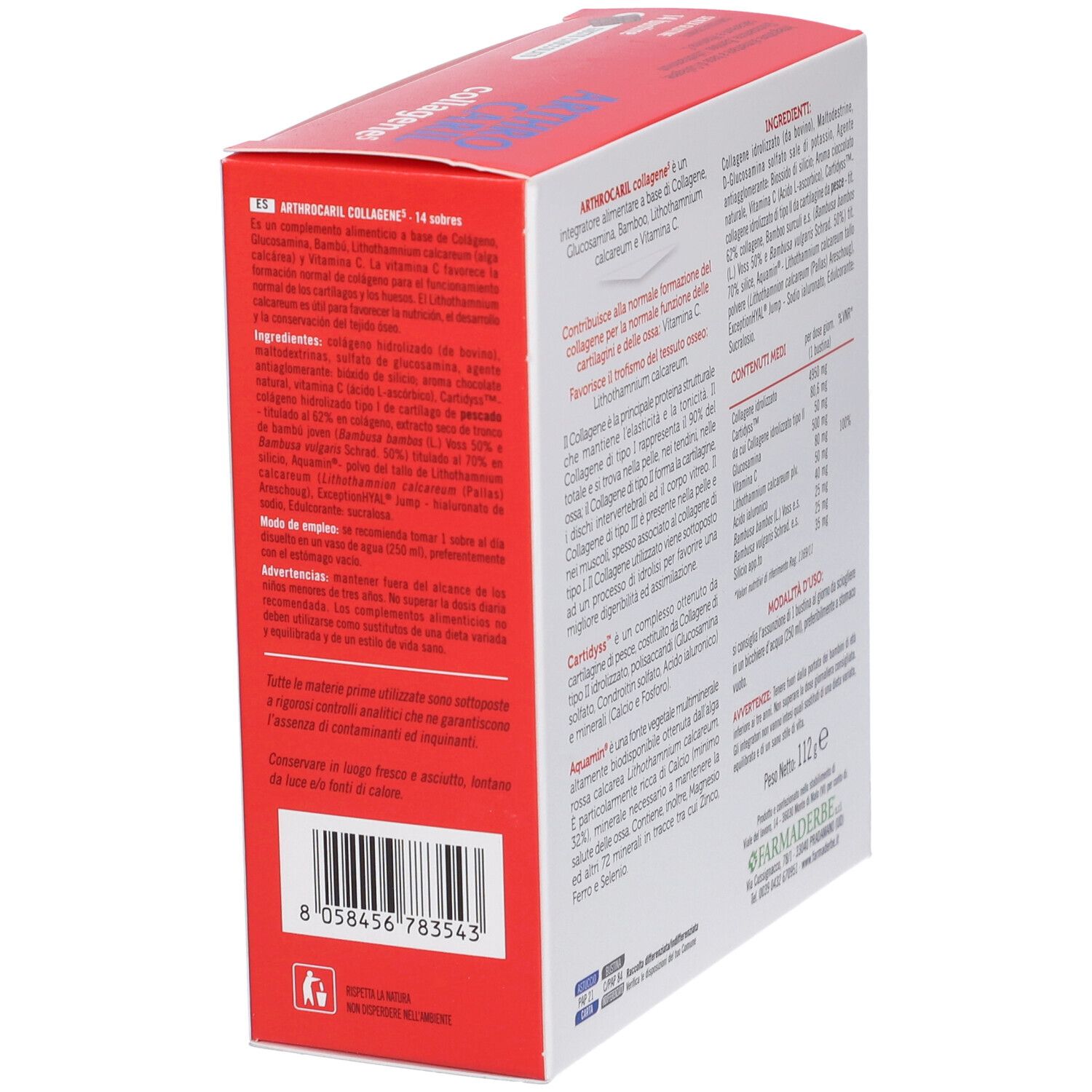 Arthrocaril Collagene 5: Seitenansicht der Packung mit Barcode und Produktinformationen.