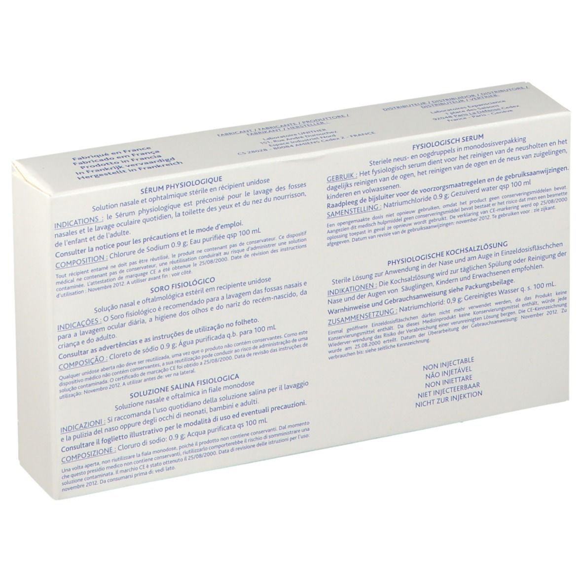 Rückseite der Mustela-Verpackung. Text in Deutsch, Französisch, Italienisch und Niederländisch. Informationen zum Produkt.