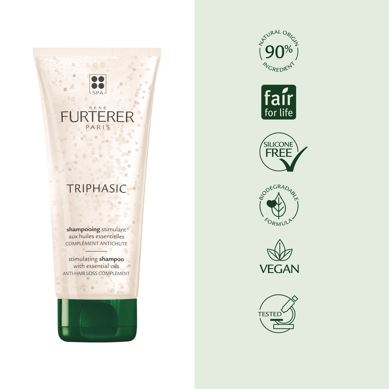 Tube mit FURTERER-Logo und Produktnamen. Enthält Logos für natürliche Inhaltsstoffe, vegan und mehr.